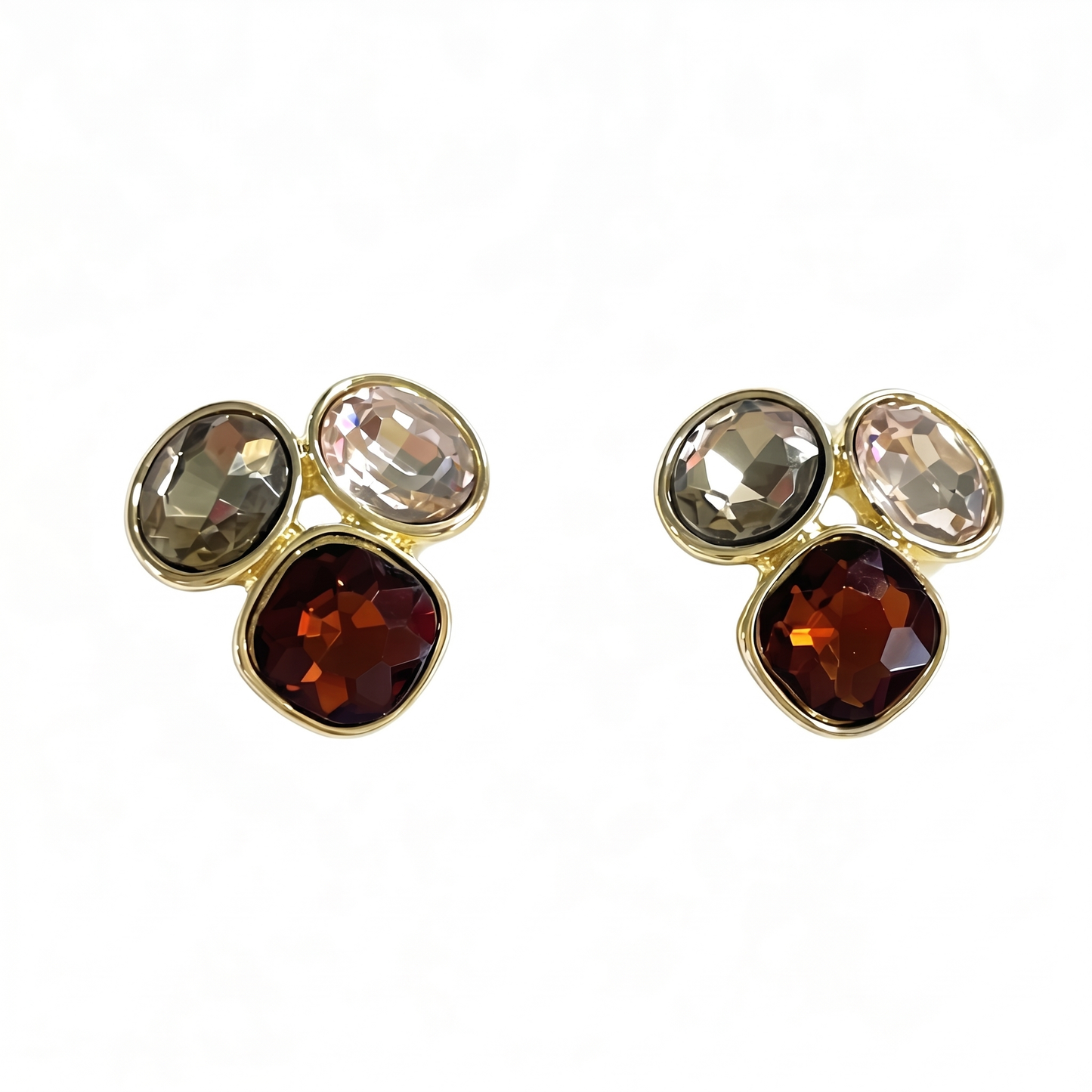 Vintage Crystal Drop Earrings — Ornate Gold Statement Dangle