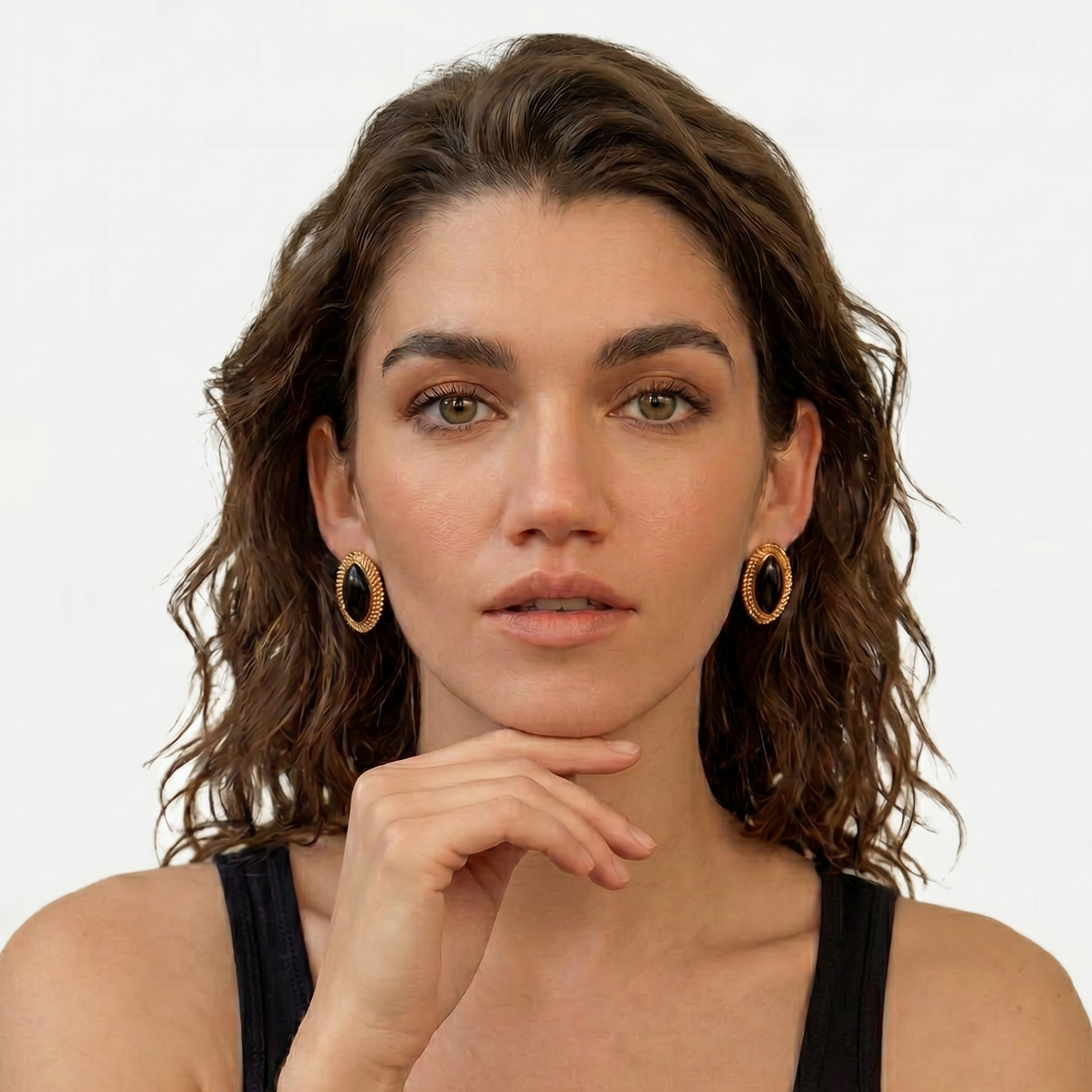 Minimalist Geometric Drop Earrings — Polished Gold Modern Dangle