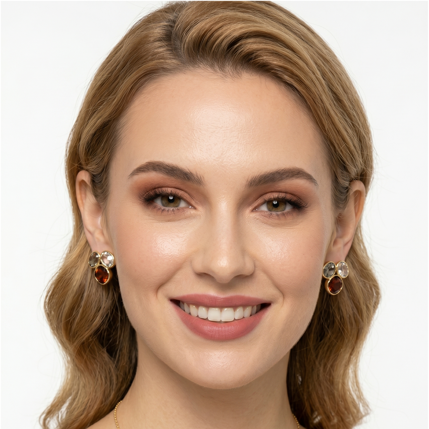 Vintage Crystal Drop Earrings — Ornate Gold Statement Dangle