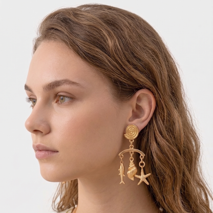 Seashell Drop Earrings — Summer Beach Boho Statement Dangle