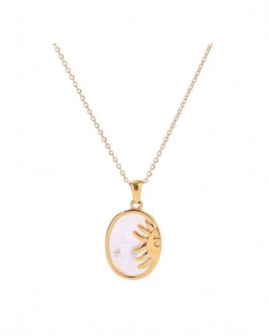 Radiant Sun Mother of Pearl Charm Necklace