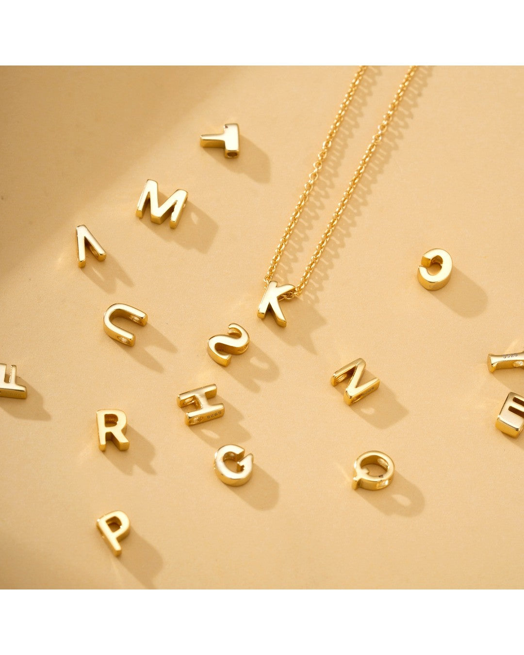 Personalized A-Z Letter Charm Pendant - 18K Gold Plated 925 Sterling Silver DIY Initial Jewelry