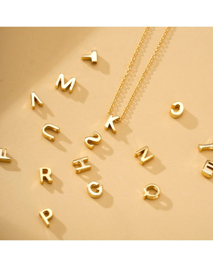 Personalized A-Z Letter Charm Pendant - 18K Gold Plated 925 Sterling Silver DIY Initial Jewelry