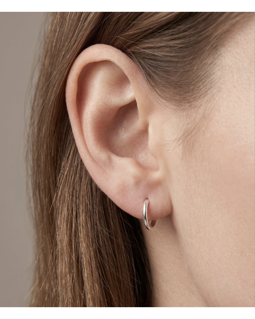 White Gold Tone Classic Huggie Earring