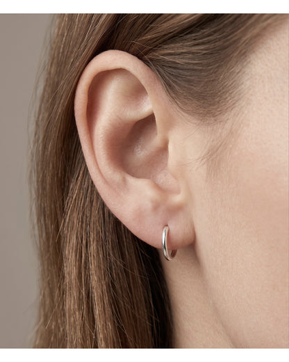 White Gold Tone Classic Huggie Earring