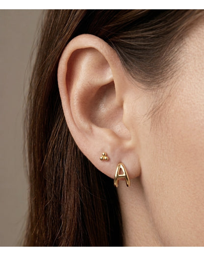 Initial Letter Huggie Earring