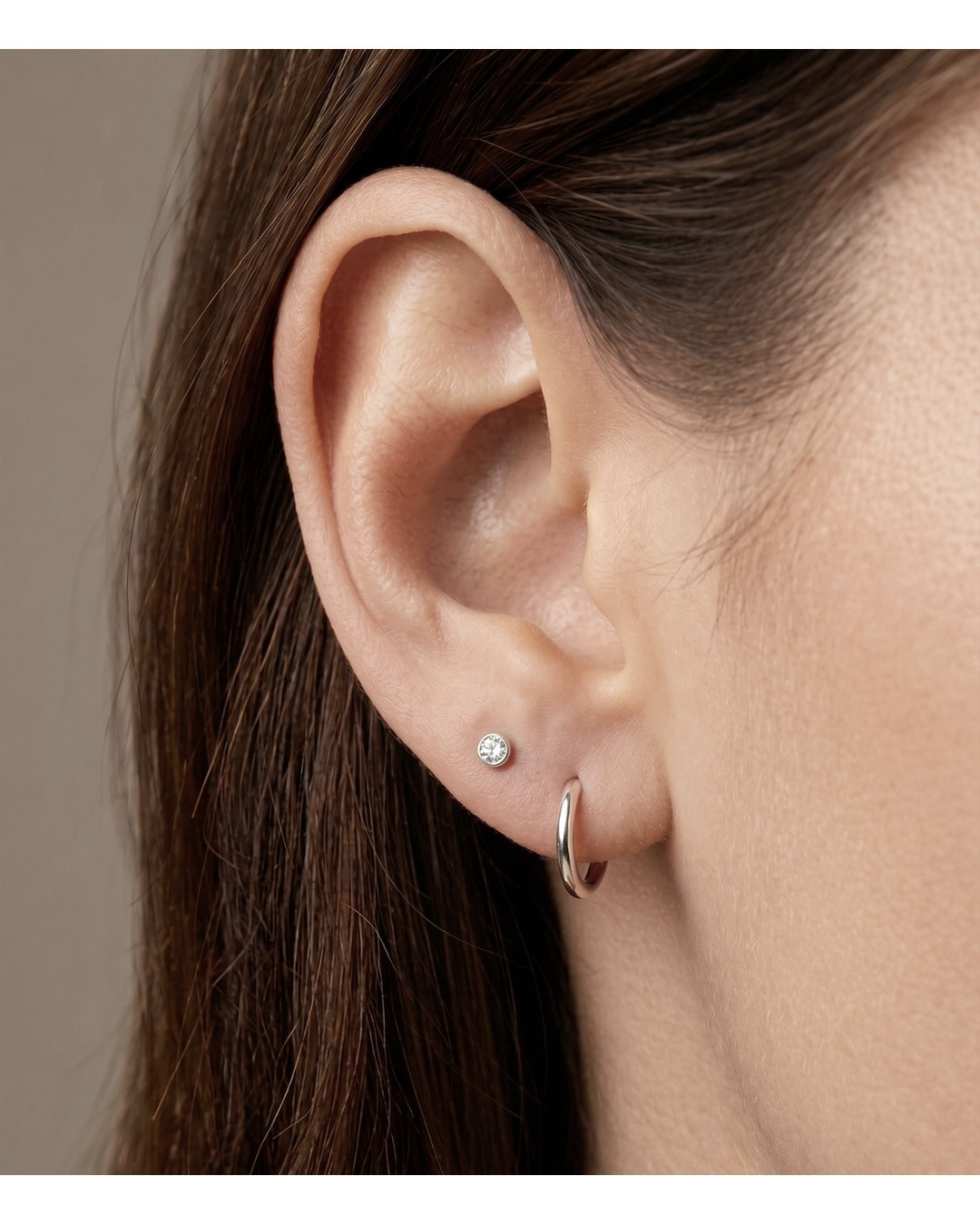 White Gold Tone Classic Huggie Earring