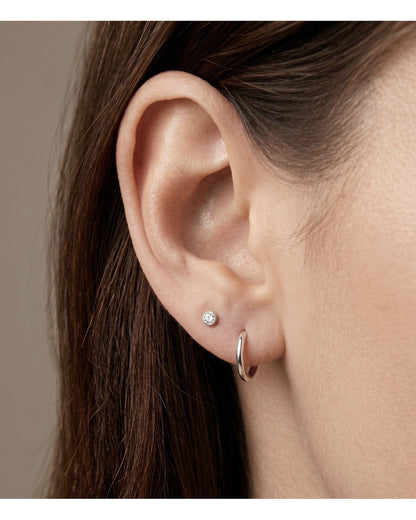 White Gold Tone Classic Huggie Earring